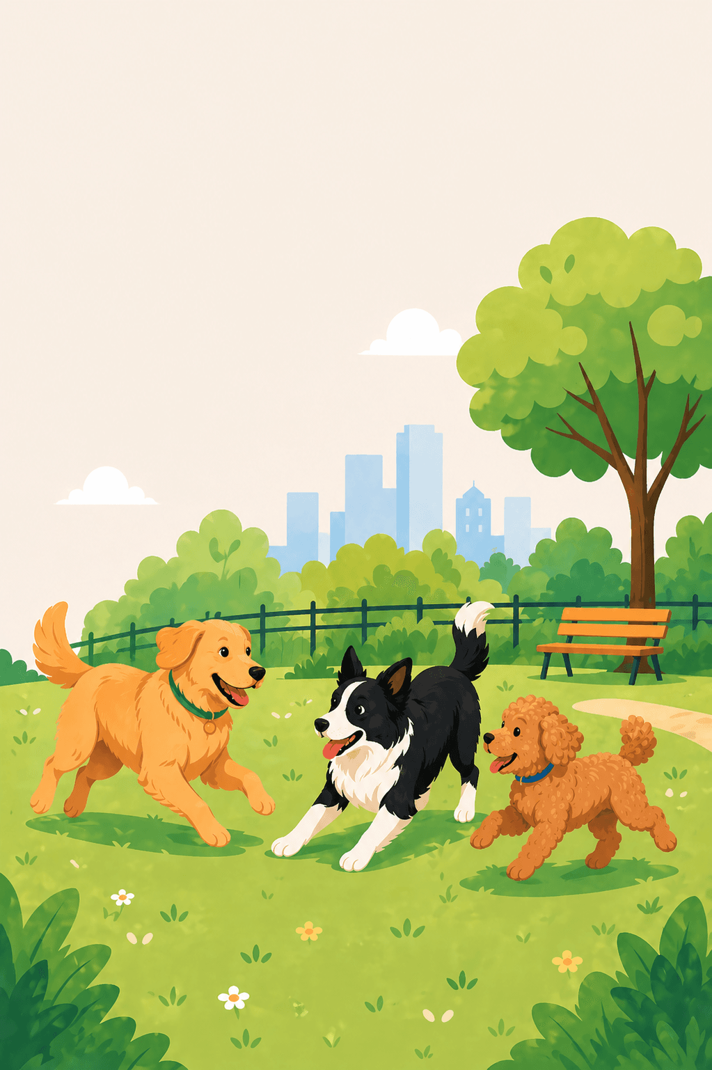 Dogs playing at the park